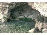 Mt Gilboa - En Harod - Gideon`s spring (close up). A spring flows out of cave at the foot of Mt Gilboa. This is the supposed site where Gideon`s men were chosen.